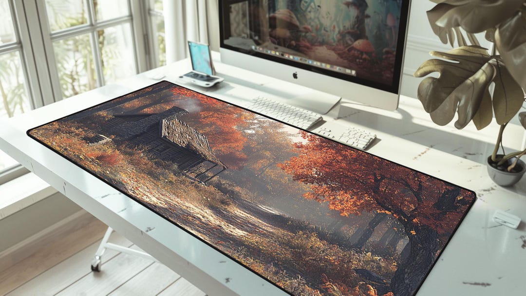 Log Cabin Landscape Mouse Pad: Rustic Desk Mat - Etsy