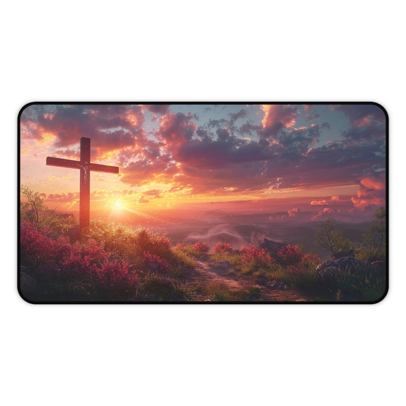 Sunset Cross Desk Mat: Religious Christian Mouse Pad - Etsy