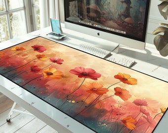 Floral Desk Mat: Calming Botanical Mouse Pad, Cubicle Decor