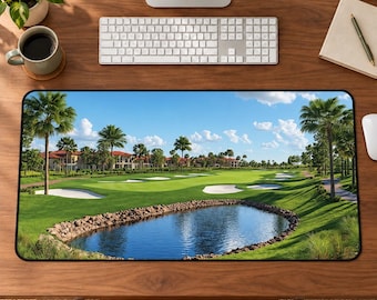 Tropical Golf Course Desk Mat: Large Gaming Mouse Pad