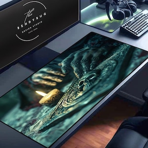 Tapis de bureau sorcière, tapis de souris macabre, décoration d&#39;Halloween effrayante, Creepypasta, Dark Souls