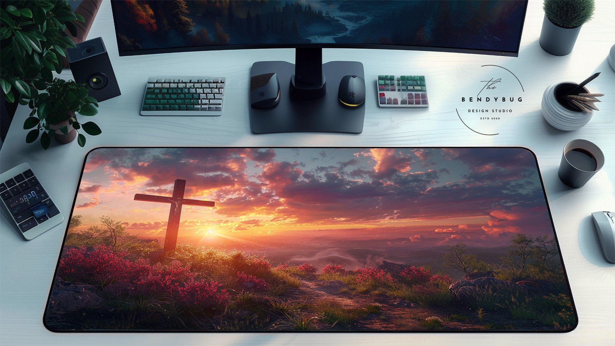 Sunset Cross Desk Mat: Religious Christian Mouse Pad - Etsy