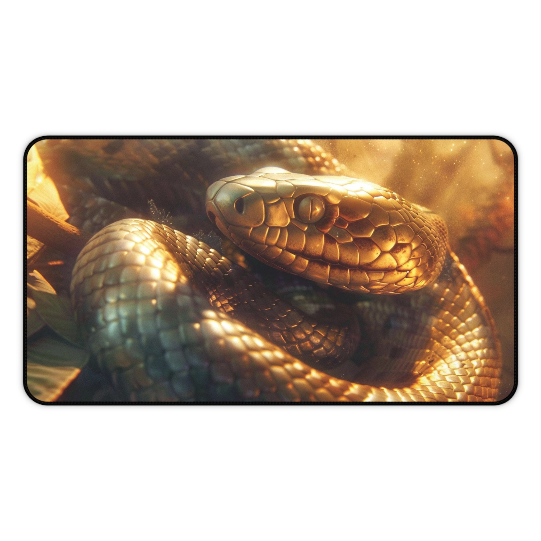 Gold Snake Desk Mat: Fantasy Reptile Decor, XL Gaming Mouse Pad - Etsy