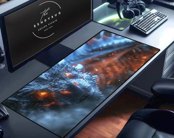 Blue Dragon Gaming Desk Mat: Dungeons and Dragons Mouse Pad