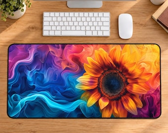 Sunflower Desk Mat: Colorful Floral Neoprene Deskmat