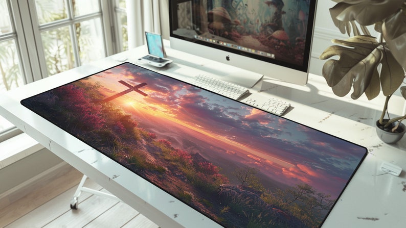Sunset Cross Desk Mat: Religious Christian Mouse Pad - Etsy