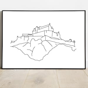 Edinburgh Castle Scottish Castle Scotland Print Poster Black and White ...