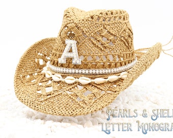 Pearls and Shells Letter Monogram Hat Customize Your Own  display picture 2