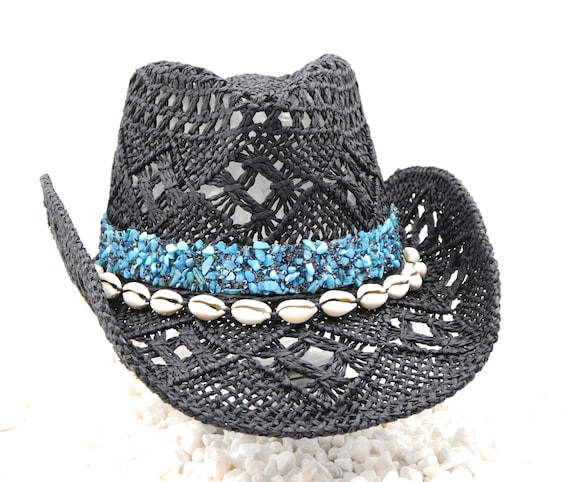 Night Water - Turquoise & Aqua Natural Stone Band on Black  display picture 1
