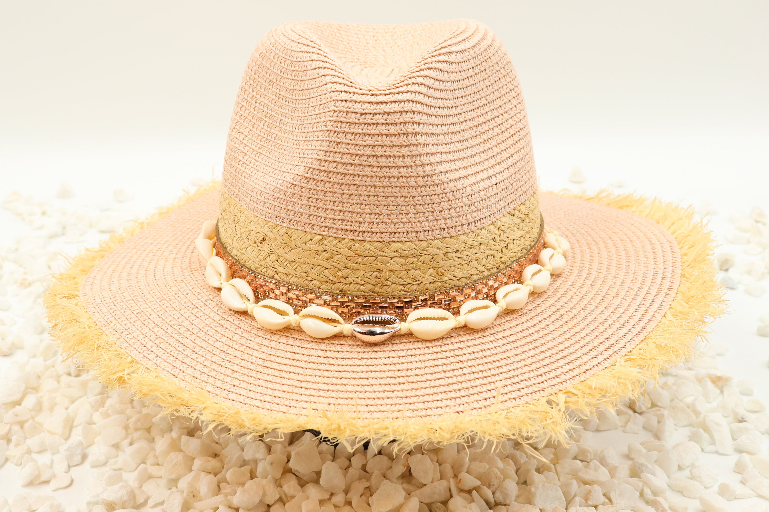 Paper Straw Beach Hat with Shell Accent - Natural NEW Seashells And Sand Straw Sun Hat - Natural/Combo | Fashion Nova main image 4