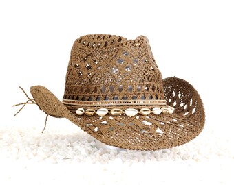 Woven Straw Cowboy/ Girl Hat With Lone Star Medallion and  display picture 1