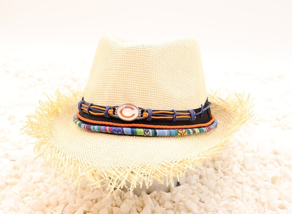 NFL Football Straw Beach Hat - Natural Hand Woven - Boho  display picture 1