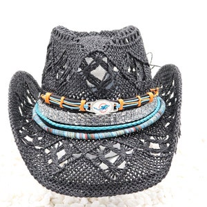 NFL MLB Beach Straw Cowboy Hat - Austin Oaks Yeti mls - All Teams Customizable Boho Band Outdoor hat