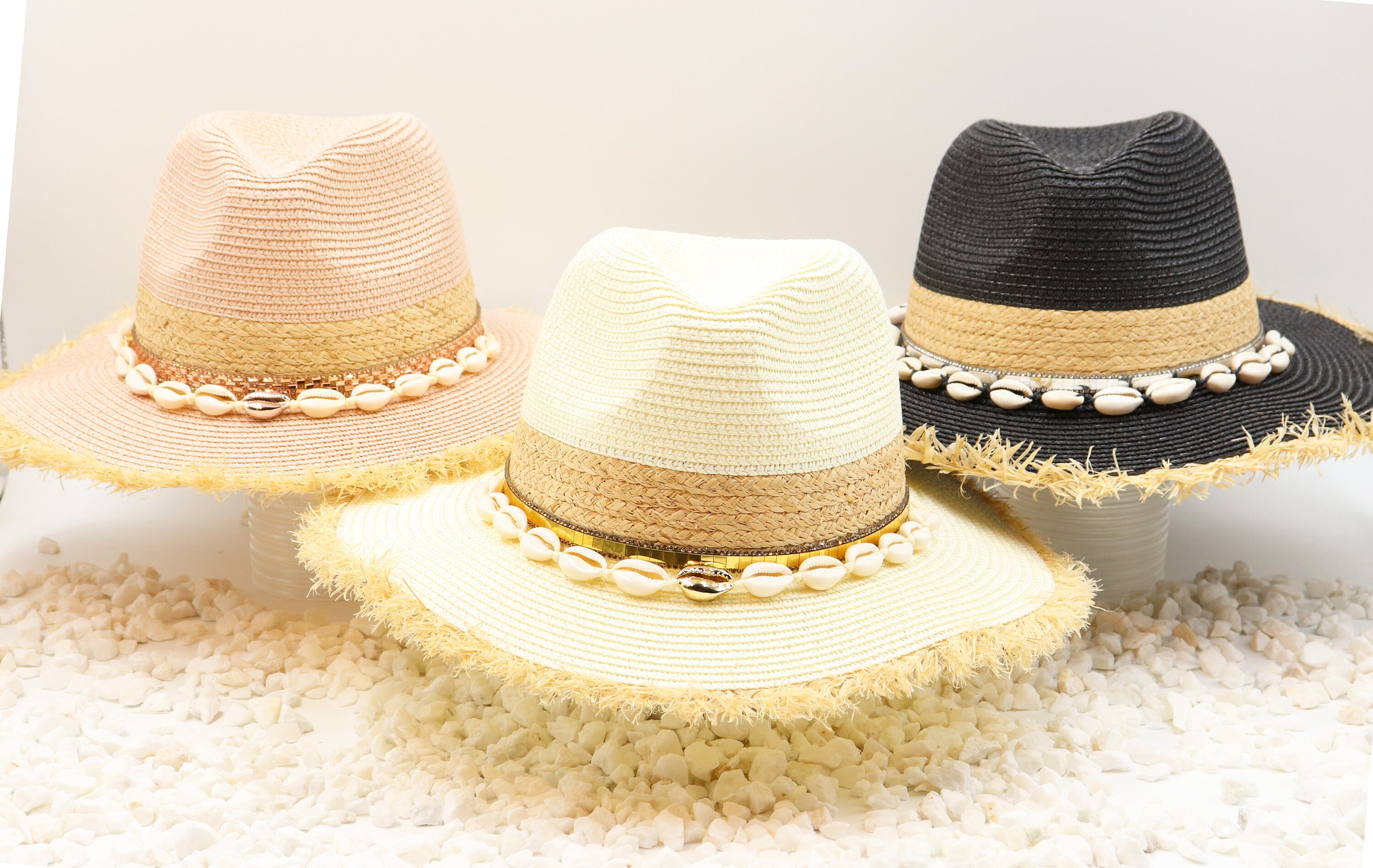 Natural Straw Fedora Hat with Decorative Band Natural Woven Straw Fedora Hat  main image 2