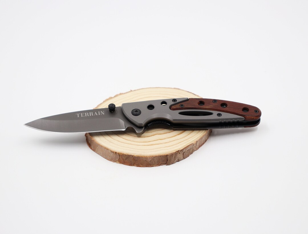 Terrain Outdoor Gear Knife Wood/Dark Honey & Metal/Gunmetal Etsy España