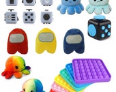 4 Pack Fidget Toy octopus Bundle Sale, 4pcs Fidget Toys Bundle Set, Anxiety Toys for Kids and Adults Easter, Among us Fidget Cube