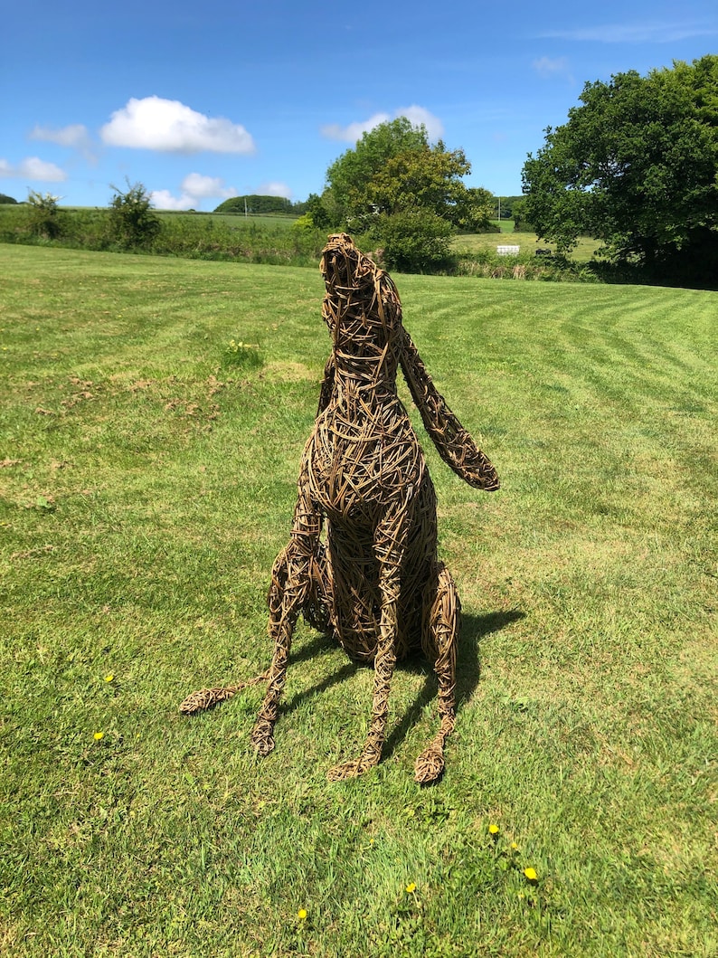 Willow Moon Gazing Hare Sculpture: Eco-Friendly Garden Decor image 9