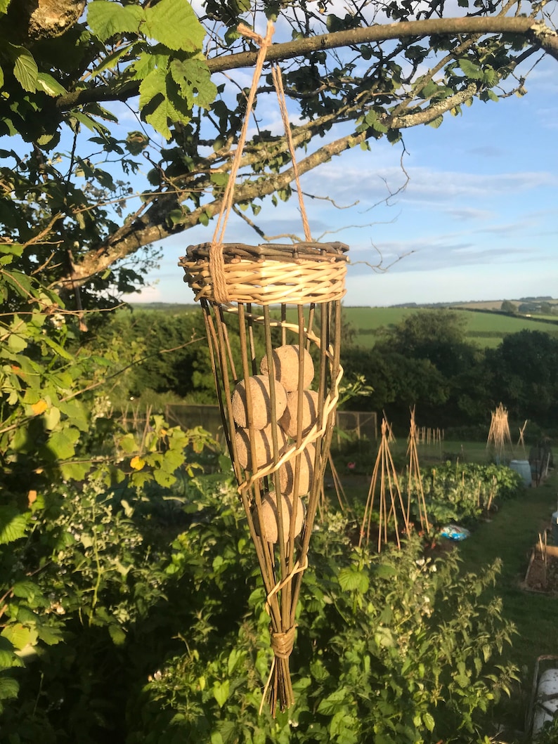 Willow Bird feeder, fat balls bird food, gardener gift, bird food. 9th anniversary, wicker gift, 9th anniversary,wild bird conservation, image 3