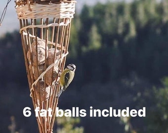Willow Bird feeder, fat balls bird food, gardener gift, bird food. 9th anniversary, wicker gift, 9th anniversary,wild bird conservation,