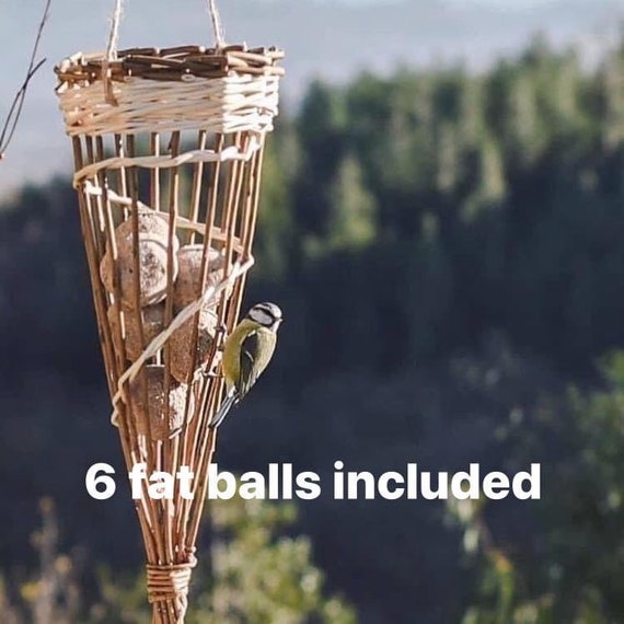 Willow Bird feeder, fat balls bird food, gardener gift, bird food. 9th anniversary, wicker gift, 9th anniversary,wild bird conservation,