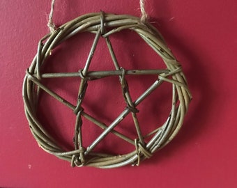 Willow pentagram, willow wreath, willow star, wall hanging, 9 th wedding anniversary, eco friendly, witch gifts