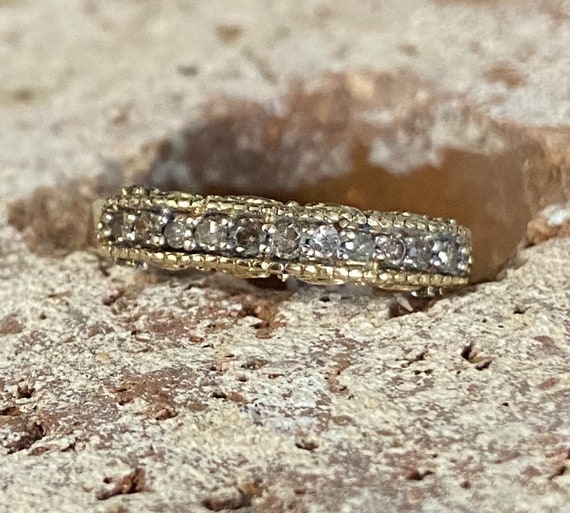 Early 1900s 10K Gold Diamond Wedding Band Size 7.… - image 1