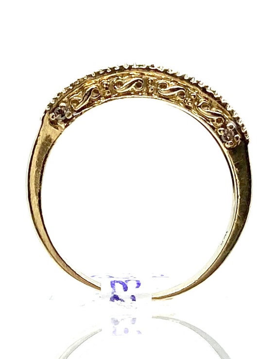 Early 1900s 10K Gold Diamond Wedding Band Size 7.… - image 4