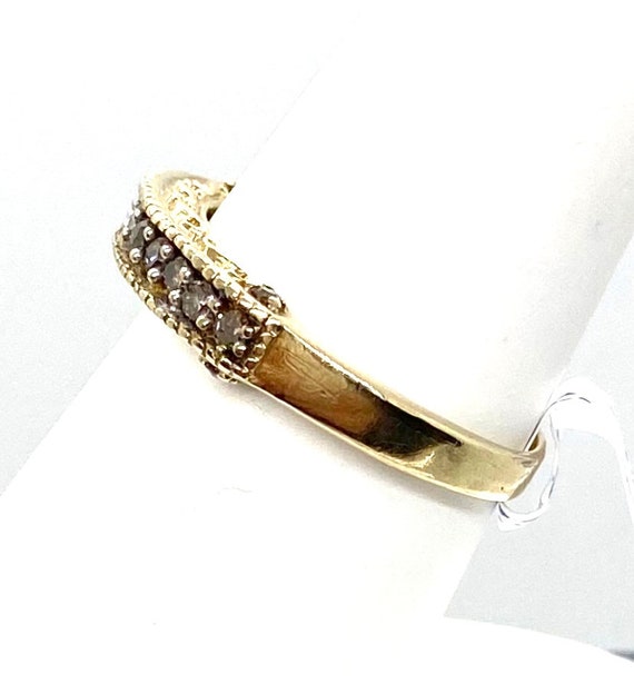 Early 1900s 10K Gold Diamond Wedding Band Size 7.… - image 3