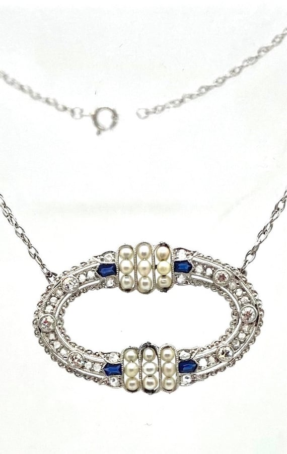 Early 1900s Edwardian Platinum Necklace with Rose 