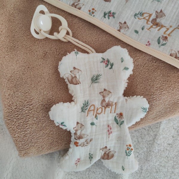 Personalized cuddly pacifier clip