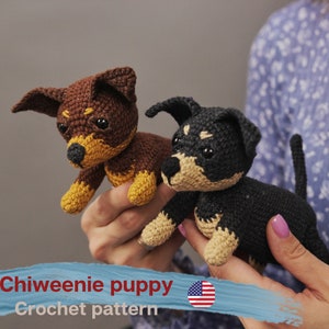 Dachshund Dog crochet pattern, Chiweenie Amigurumi dog pattern, dachshund crochet