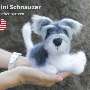 Crochet Dog pattern, Amigurumi dog pattern, Mini Schnauzer puppy