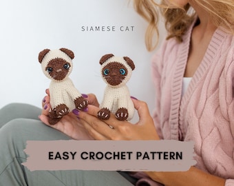 Siamese cat crochet  pattern, amigurumi cat pattern, crochet kitten