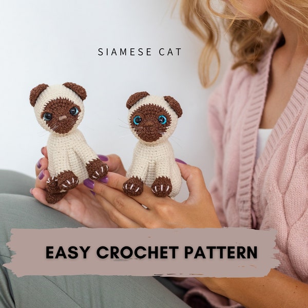 Siamese cat crochet  pattern, amigurumi cat pattern, crochet kitten