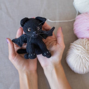 Black cat crochet pattern, amigurumi Halloween pattern, Halloween Kitten, Vampire cat, BatCat image 7