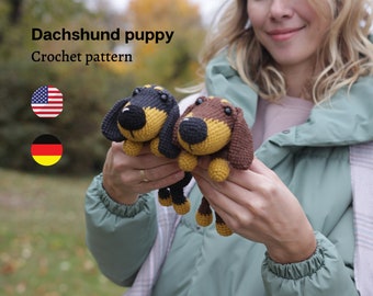 Crochet Dachshund Dog pattern, Amigurumi dog pattern, dachshund crochet