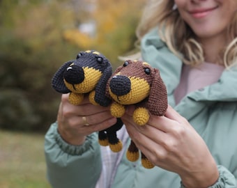 Miniature Dachshund dog, Chiweenie dog, Weenie dog, crochet dog for dog mam and dog lovers