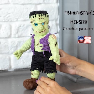 Patrón de crochet de Halloween, Monstruo Frankenstein, patrón de halloween amigurumi.