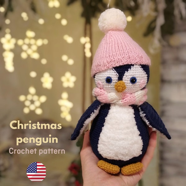 Christmas penguin Amigurumi pattern, Penguin Crochet PATTERN