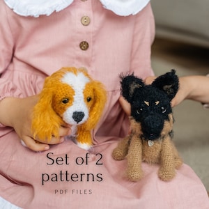 SET of 2 PATTERNS: German Sherpherd dog and Spaniel dog, Amigurumi puppy pattern,  amigurumi dog pattern, crochet patterns PDF Digital