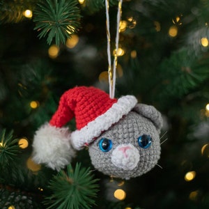 Crochet Christmas tree cat ornament, amigurumi Christmas tree decorations, amigurumi Christmas baubles pattern, christmas ornament image 6