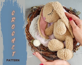 Crochet plush bunny pattern, amigurumi Easter bunny pattern, digital pdf pattern