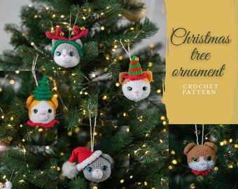 Crochet Christmas tree cat ornament, Cute Christmas tree decorations,  amigurumi Christmas baubles pattern, christmas tree toys