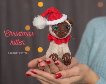 Christmas cat Crochet pattern, cat amigurumi crochet pattern, Christmas amigurumi pattern