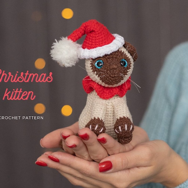 Weihnachtskatze Häkelanleitung, Katze Amigurumi Häkelanleitung, Weihnachts-Amigurumi Anleitung