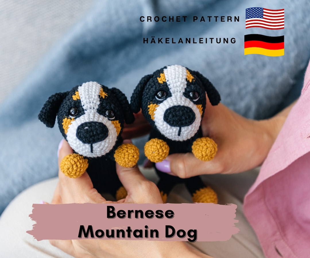 Crochet Bernese Mountain Dog Pattern, Amigurumi Puppy Pattern for Dog