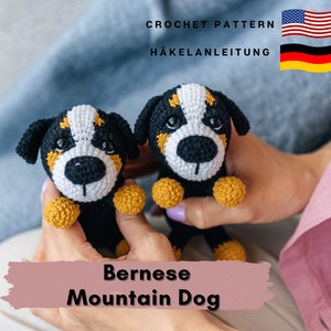Berner Sennenhund Häkelanleitung, Amigurumi Welpe Anleitung für Hundemama, einfaches Amigurumi Spielzeug Muster