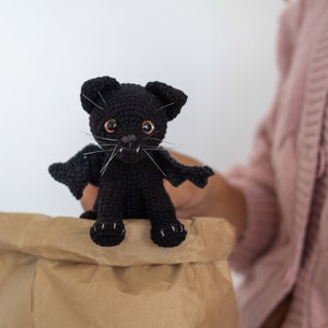 Black cat crochet pattern, amigurumi Halloween pattern, Halloween Kitten, Vampire cat, BatCat image 6