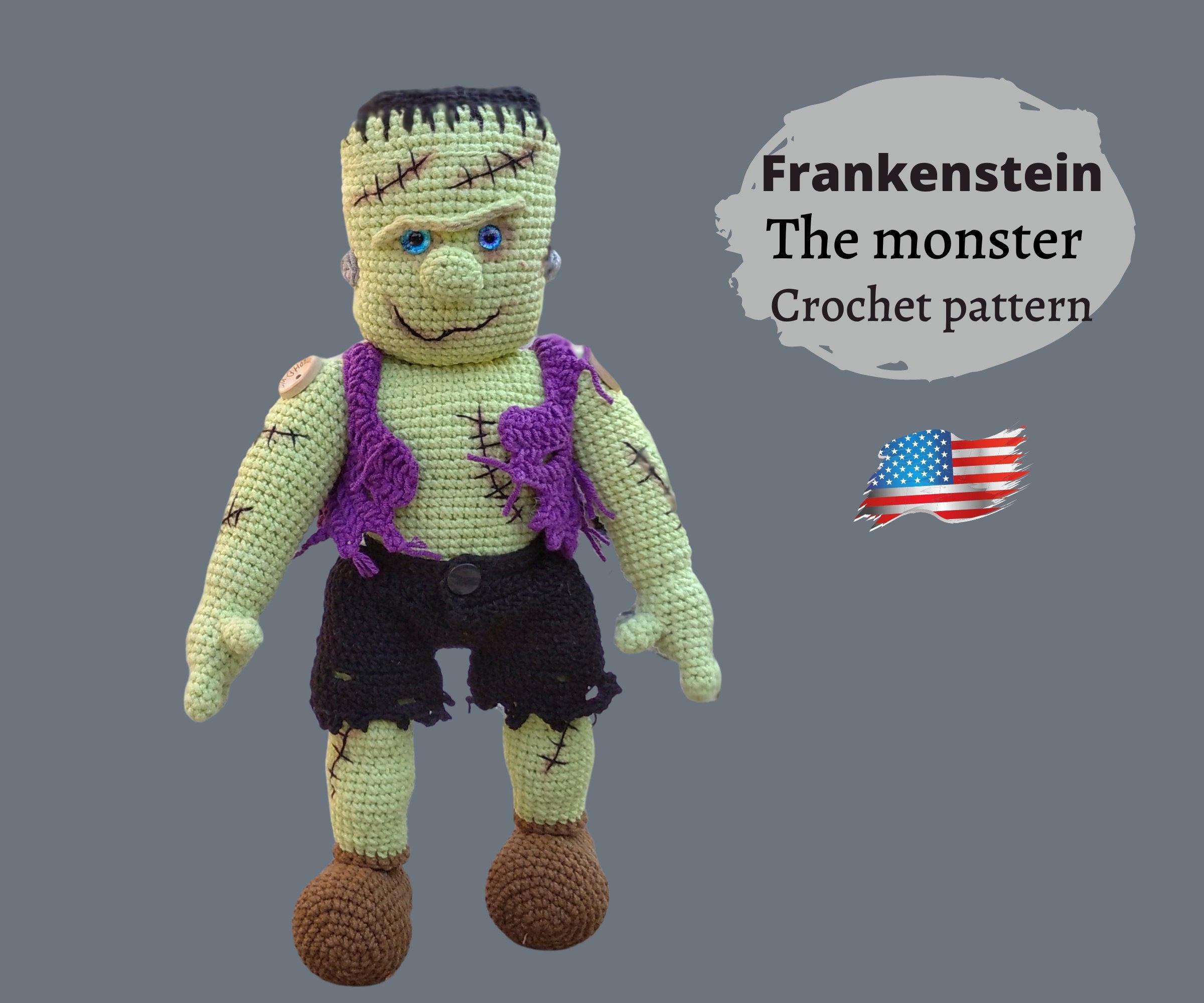 Crochet Monster pattern Monster Frankenstein amigurumi Etsy