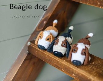 Crochet Beagle Dog pattern, Amigurumi dog pattern, Basset hound dog, pocket puppy